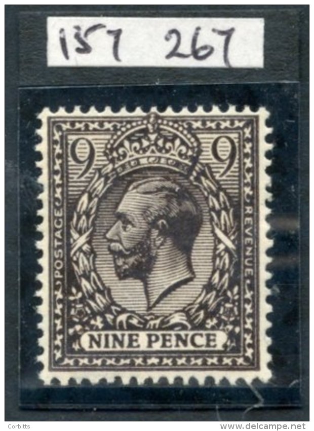 1913 9d Very Deep Agate UM, Spec.N29(4), RPS Cert (copy) Of A Block Of Four, This Being The Lower Right Stamp. (1) Cat. - Sonstige & Ohne Zuordnung