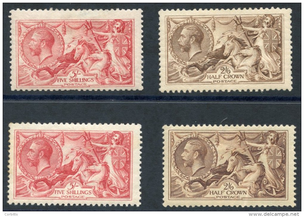 1913 Waterlow 5s Pale Rose Carmine M Example, Centred Low Few Blunt Perfs At Base, 1918 Bradbury 2/6d M, 5s M Tones, 193 - Sonstige & Ohne Zuordnung