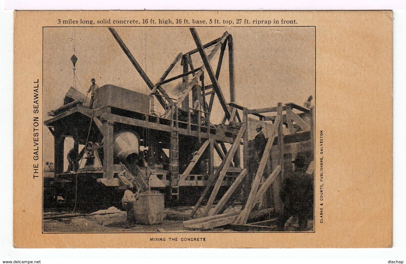 Construction De La Digue De Gaveston  En 1902. Galveston Seawall. (1379). - Autres & Non Classés
