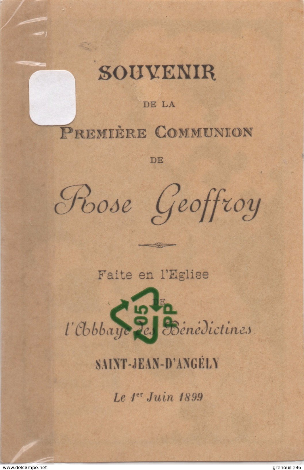 IMAGE PIEUSE  "Dieu Sait Tout,..."Ste Thérèse Souvenir 1ère Communion St Jean D'Angély 1899 - Images Religieuses