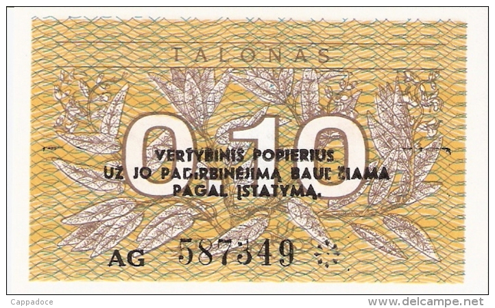 LITUANIE   0,10 Talonas   1991   P. 29b   UNC - Lithuania