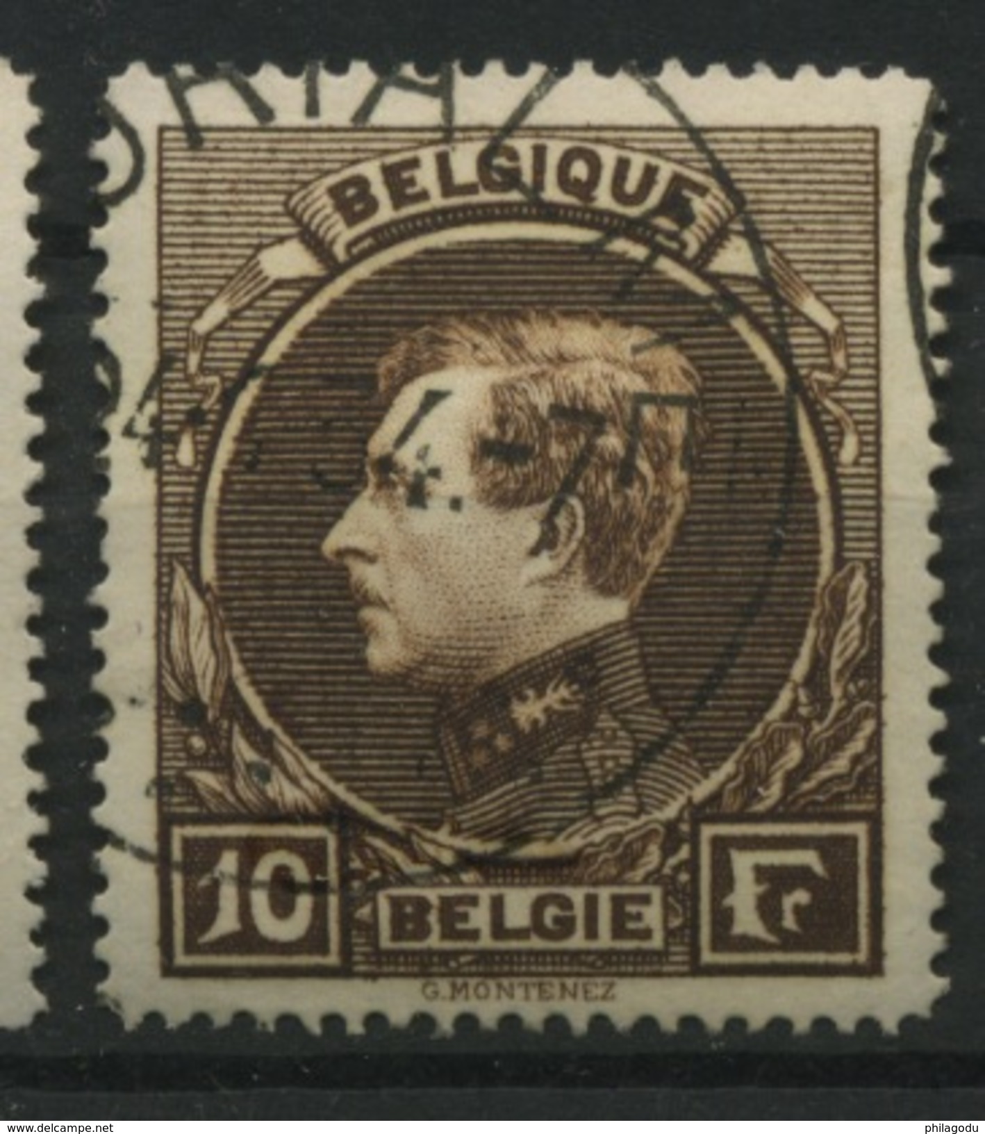 289 Ø  10F Roi Albert De Belgique  Type Montenez Gravé  Coté  5 Euros - Oblitérés