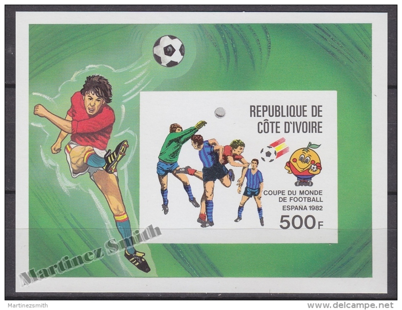 Ivory Coast - Cote D'Ivoire Yvert BF 19, Spain 82, FIFA World CUP - Miniature Sheet - Non-Perforated- MNH - Costa D'Avorio (1960-...)