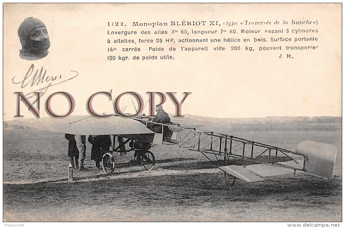 Monoplan Blériot XI - Type Traversée De La Manche - Aviation Aviateur - Autres & Non Classés