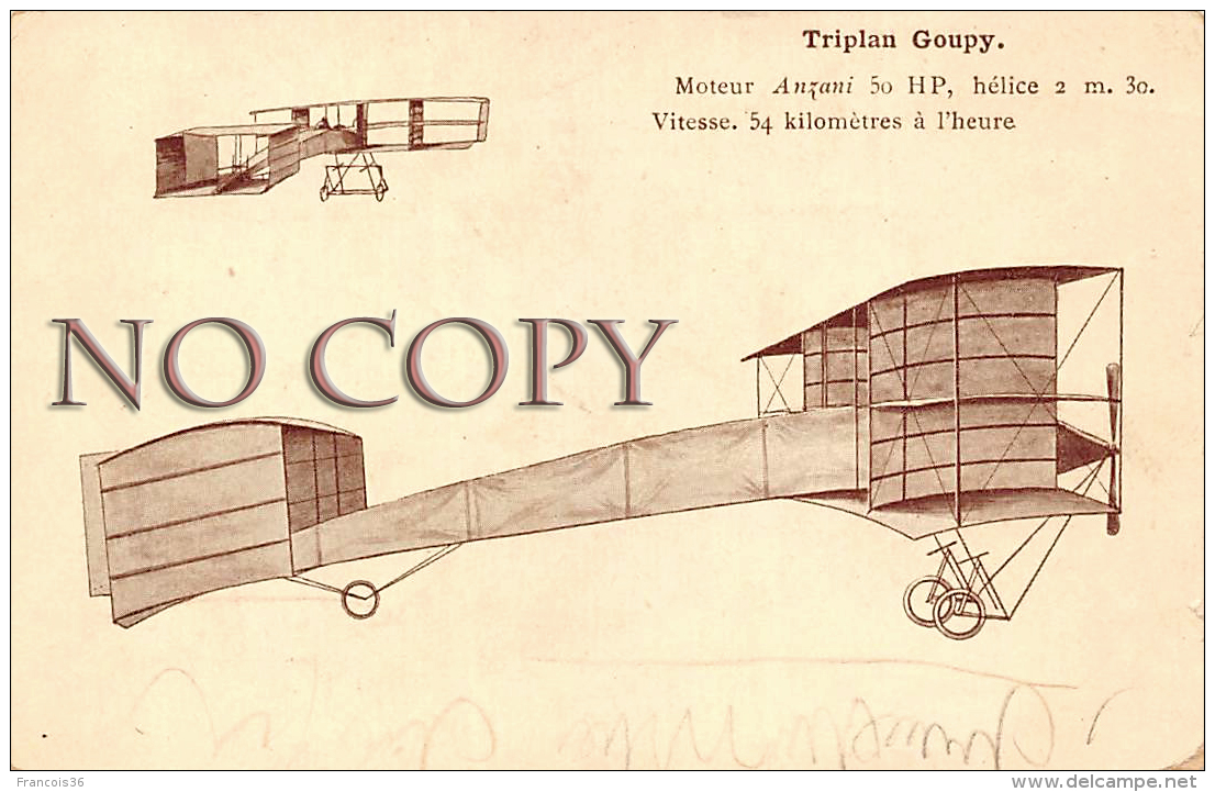 Triplan Goupy - Moteur Anzani 50 HP - Aviation - Autres & Non Classés