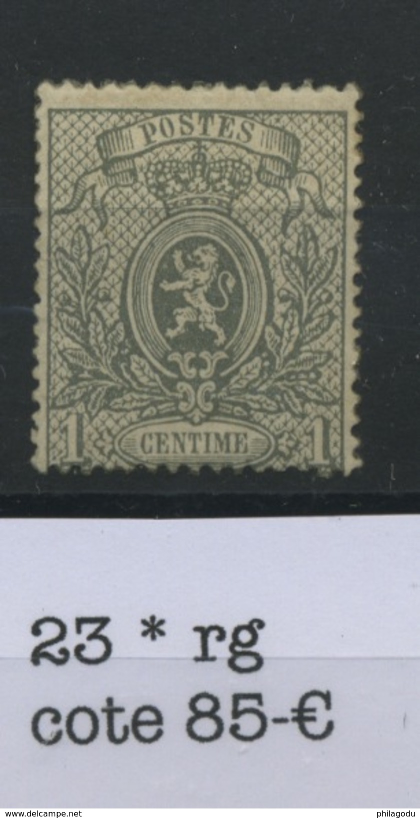 23 * 1c Gris  Regommé  Coté 85 &euro; - 1866-1867 Blasón
