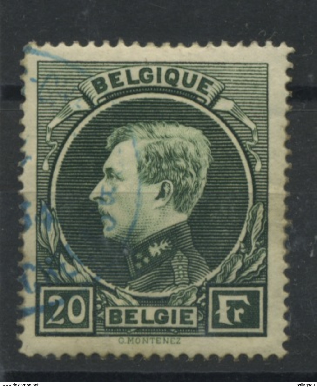 20F Ø  Montenez  Roi Albert De Belgique  Bon Ex. Oblitéré En Bleu 1934 Cote 25 Euros - 1929-1941 Grand Montenez