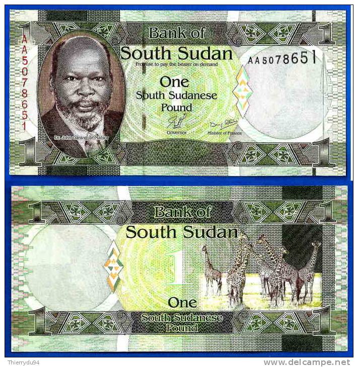 Soudan Sud 1 Pound 2011 Neuf UNC Prefix AD South Sudan Afrique Animal Girafe Giraffe Africa Bitcoin Skrill OK - Soudan