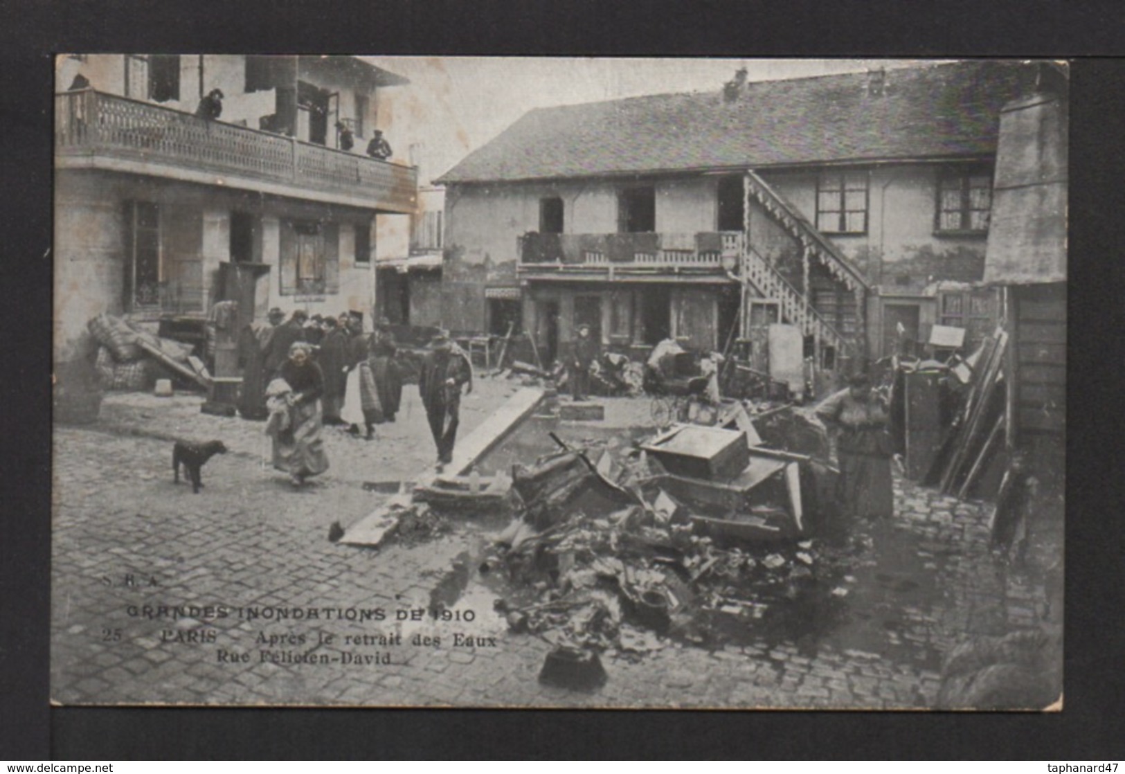 CPA : Dépt.75. PARIS . Grandes Inodations De 1910. Après Le Retrait Des Eaux Rue Felicien David  . Animation - Paris Flood, 1910