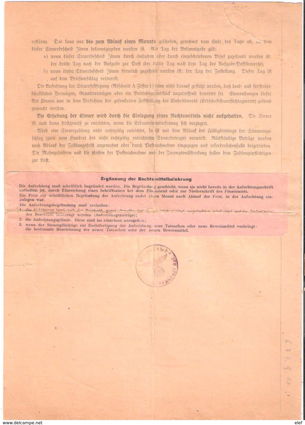 Steuerbescheid ,Finanzamt  Saarbrücken ; Namen: RIOTTE / Schneider / Cotti / Petit , St Wendel 1943, 4 Seiten - Sonstige & Ohne Zuordnung