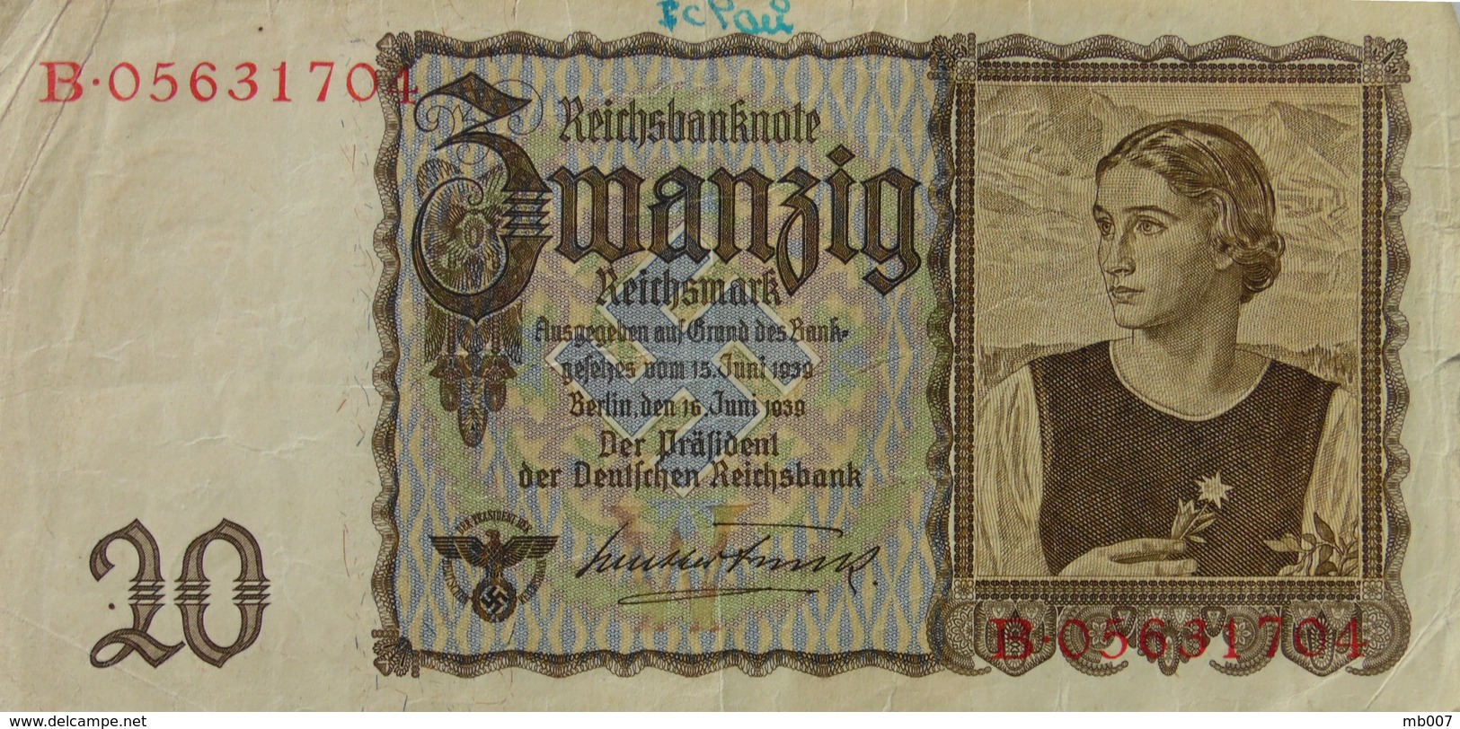 Allemagne - 20 Reichsmark - 1939 - 20 Reichsmark
