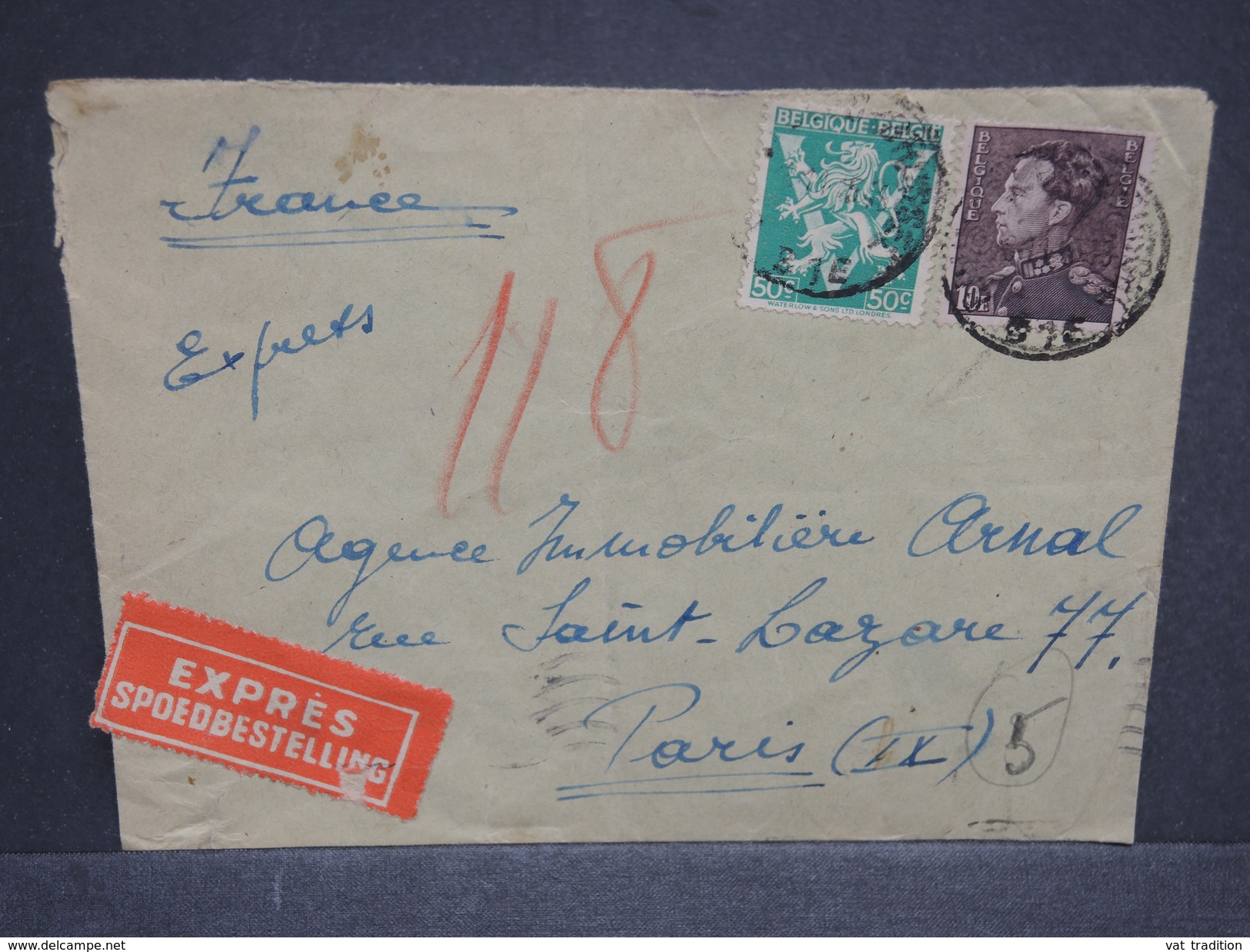 BELGIQUE - Enveloppe Par Exprès De Bruxelles Pour Paris En 1945 - L 6893 - Other & Unclassified