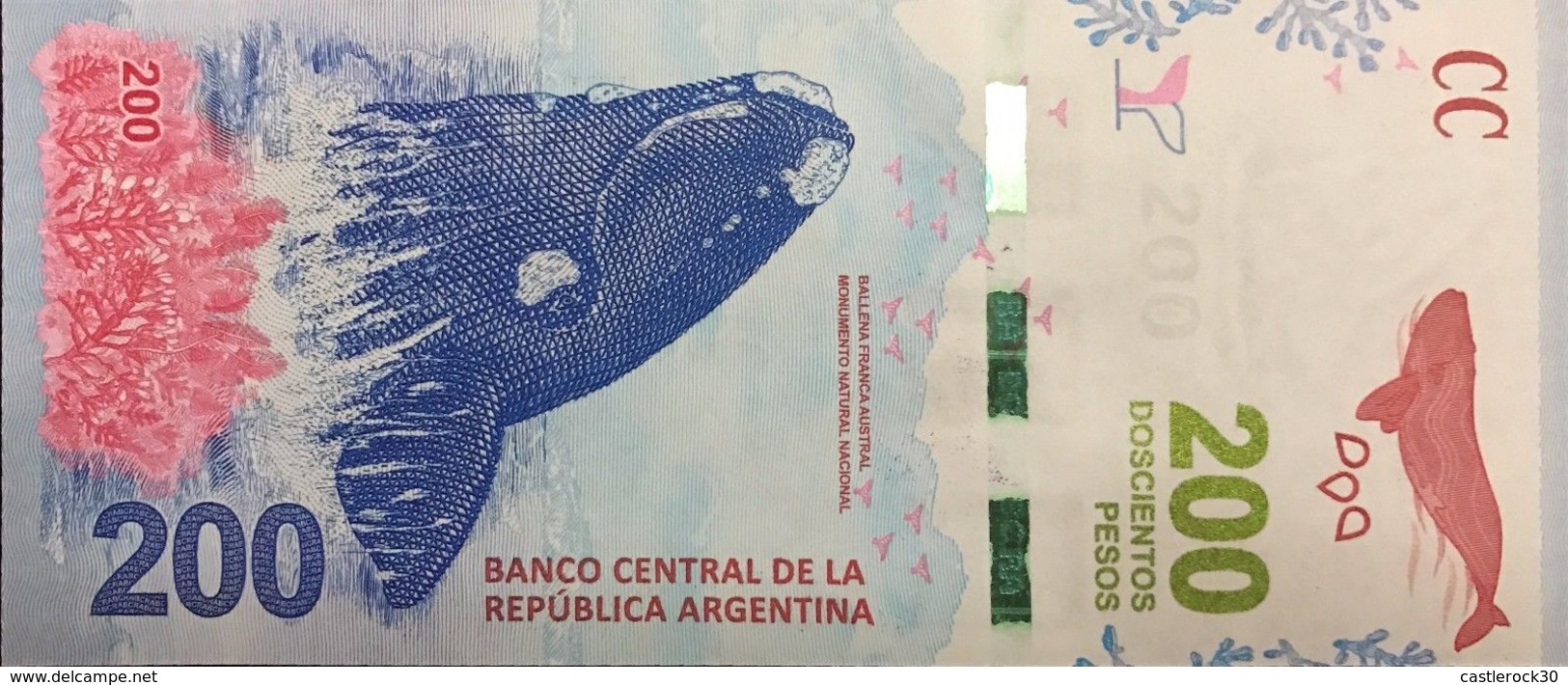 RC) ARGENTINA, 200 PESOS 2016 - 2 PCS NEW UNC (BALLENA FRANCA AUSTRAL) - Argentina