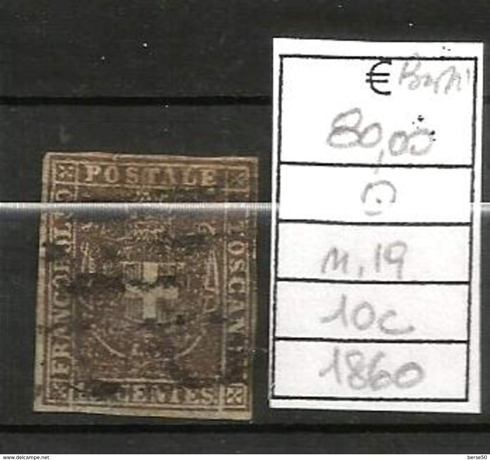 1860 GOVERNO PROVVSORIO 10c  Usato N. 19 - Toscane