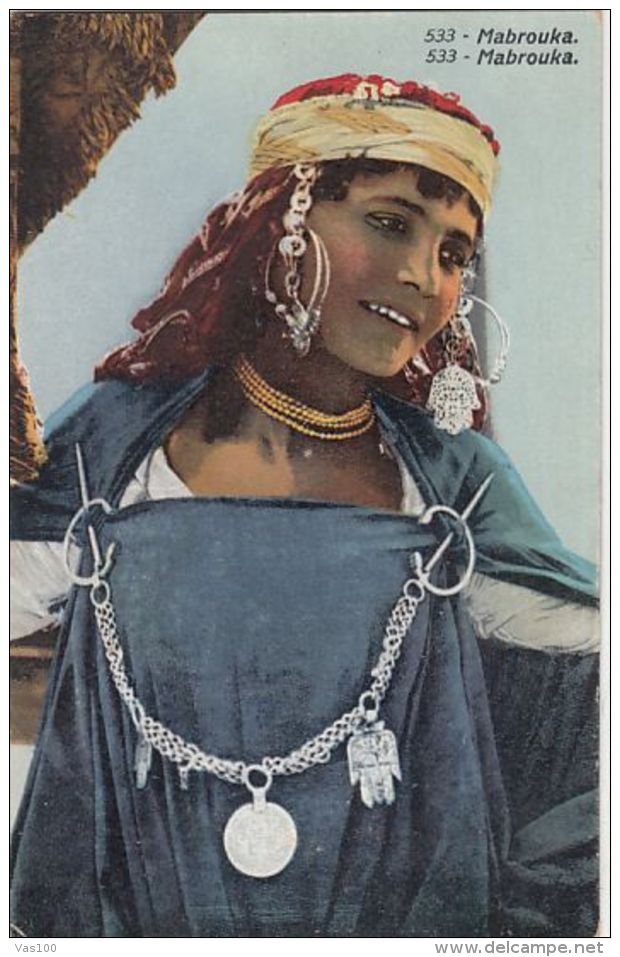 CPA ASIA, WOMAN IN TRADITIONAL COSTUME, MABROUKA - Asien