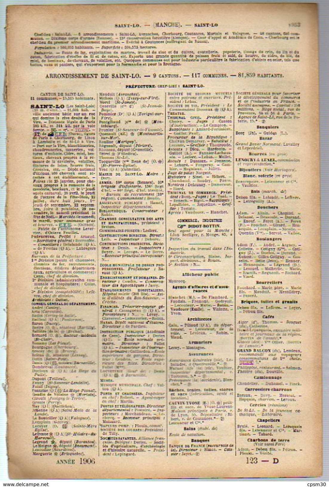 ANNUAIRE - 50 - Département Manche - Année 1906 - édition Didot-Bottin - Annuaires Téléphoniques