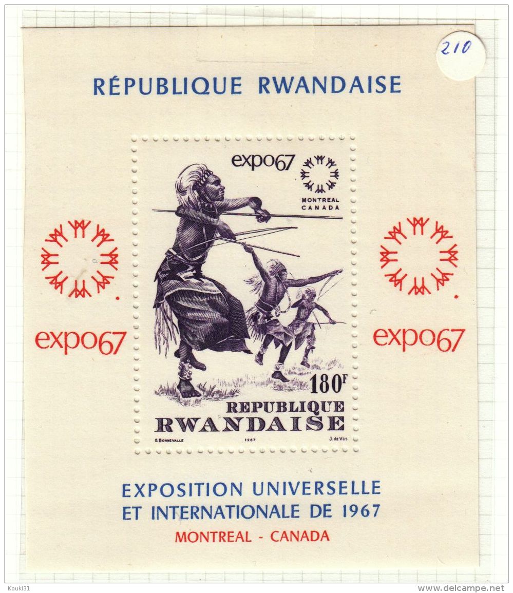 Rwanda YT BF 7 ** : Exposition De Montréal , Danseurs - 1967 - 1967 – Montréal (Canada)