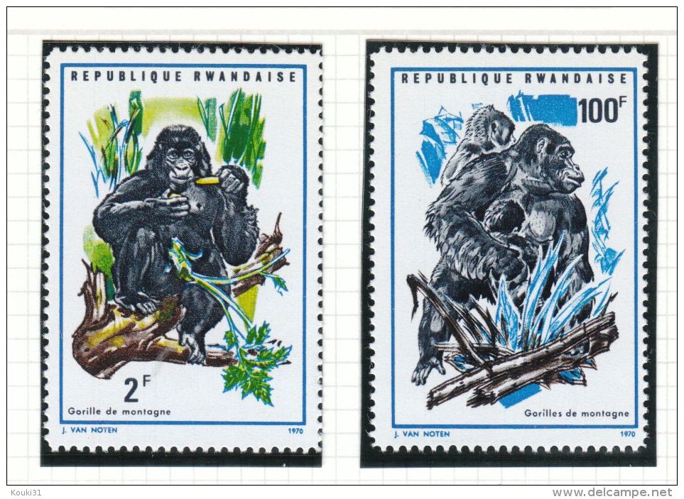 Rwanda YT  370/7 ** : Gorilles Des Montagnes - 1970 - Gorilles