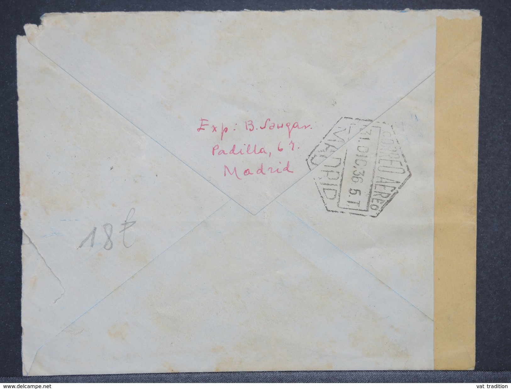 ESPAGNE - Enveloppe De Madrid Pour Alger En 1936 Avec Censure - L 6955 - Marcas De Censura Republicana