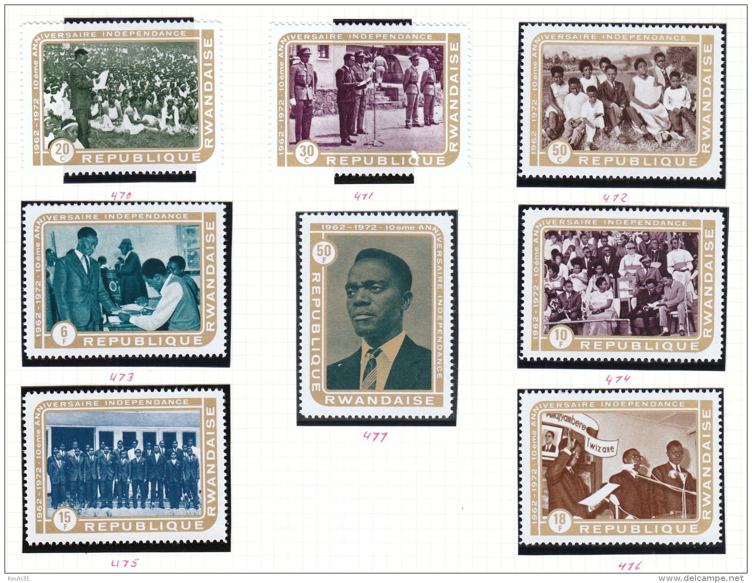 Rwanda YT  477/84 ** : Indépendance - 1972 - Unused Stamps