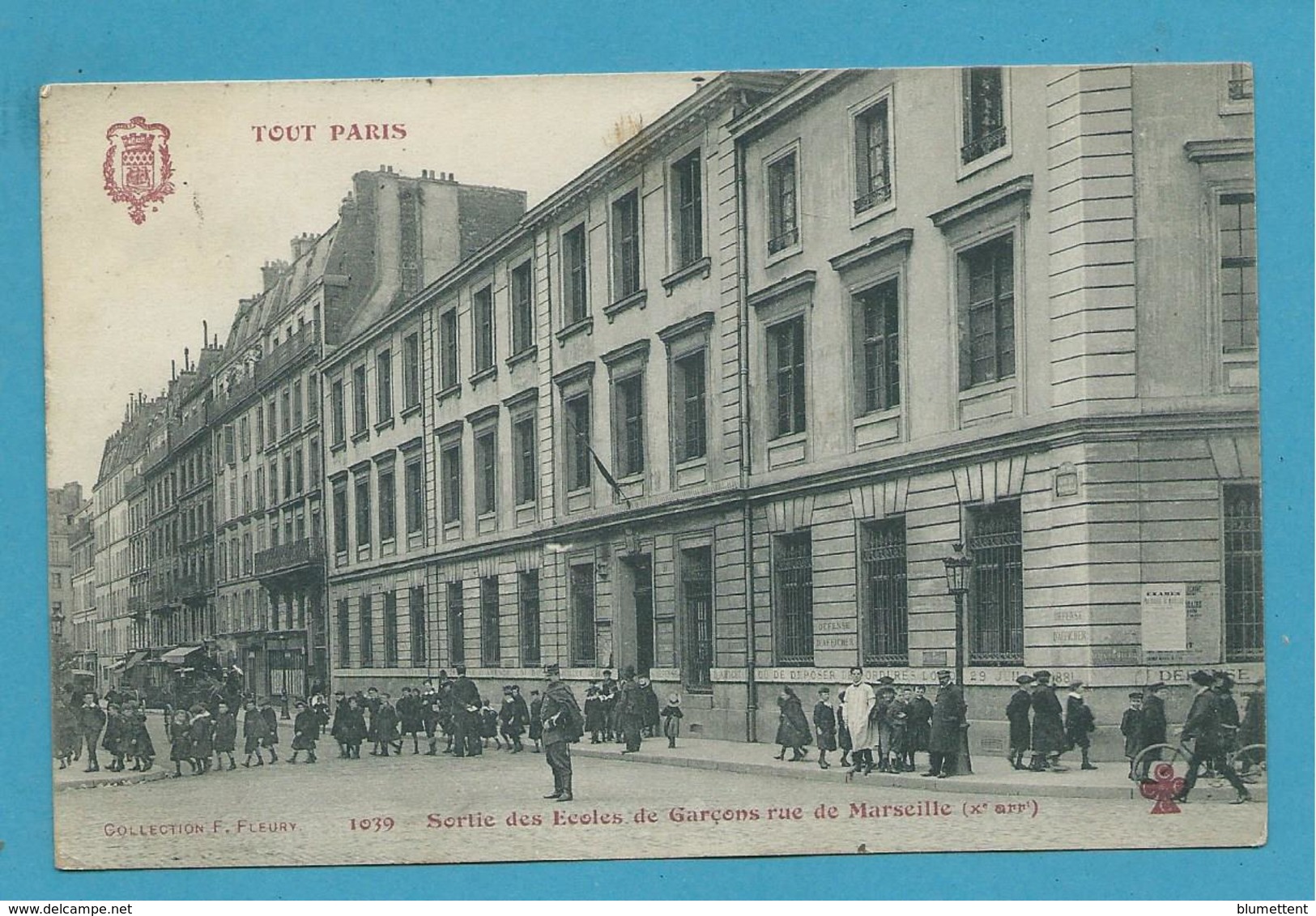 CPA 1039 TOUT PARIS Edition FLEURY - Sortie Des Ecoles De Garçons Rue De Marseille Xème - Paris (10)