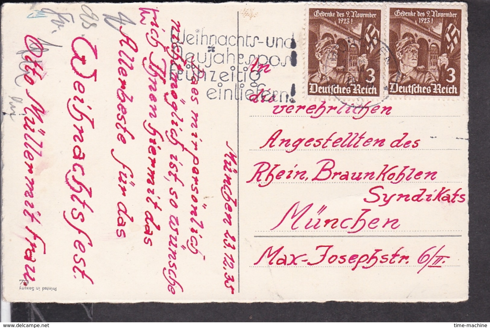 Postkarte Deutsches Reich 598 MEF Stempel München 1935 - Briefe U. Dokumente