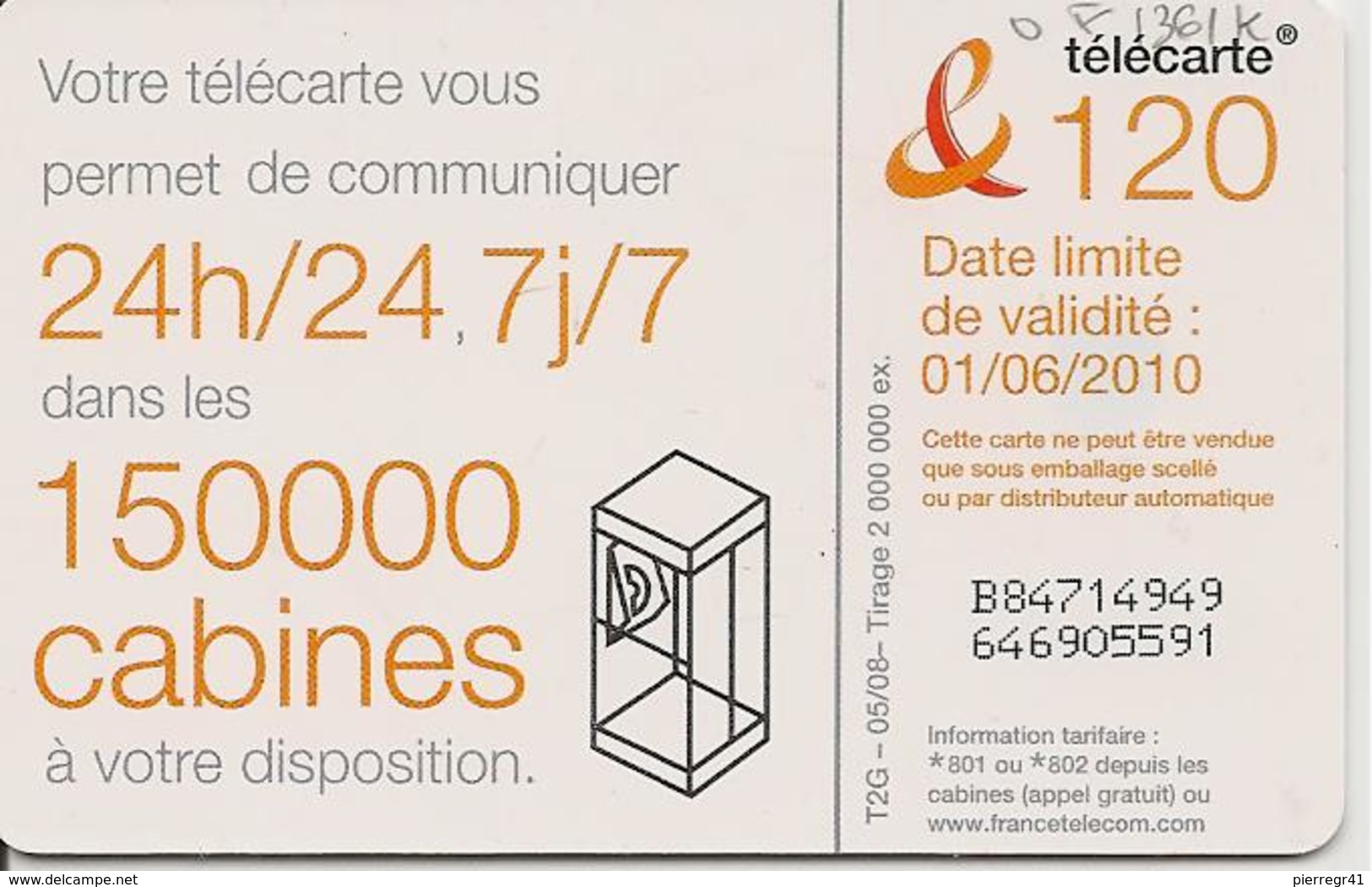 CARTE°-PUBLIC-120U-F1361K-GEM1-05/08-DANSE 5-V°150000 CABINES--UTILISE-TBE- - 2008