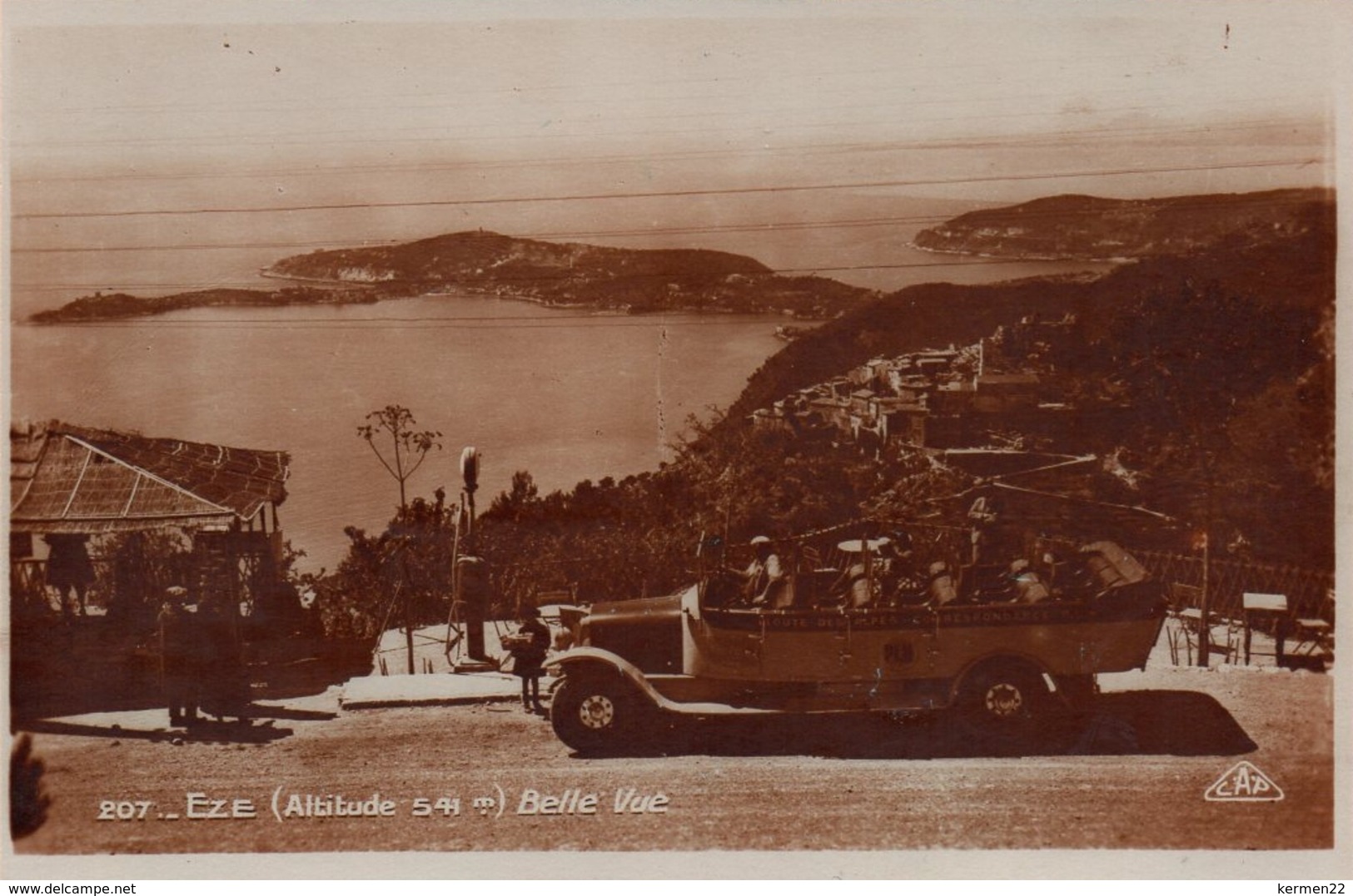 CPA 06 EZE (Altitude 541m) Belle Vue AUTOCAR DECOUVRABLE - Eze