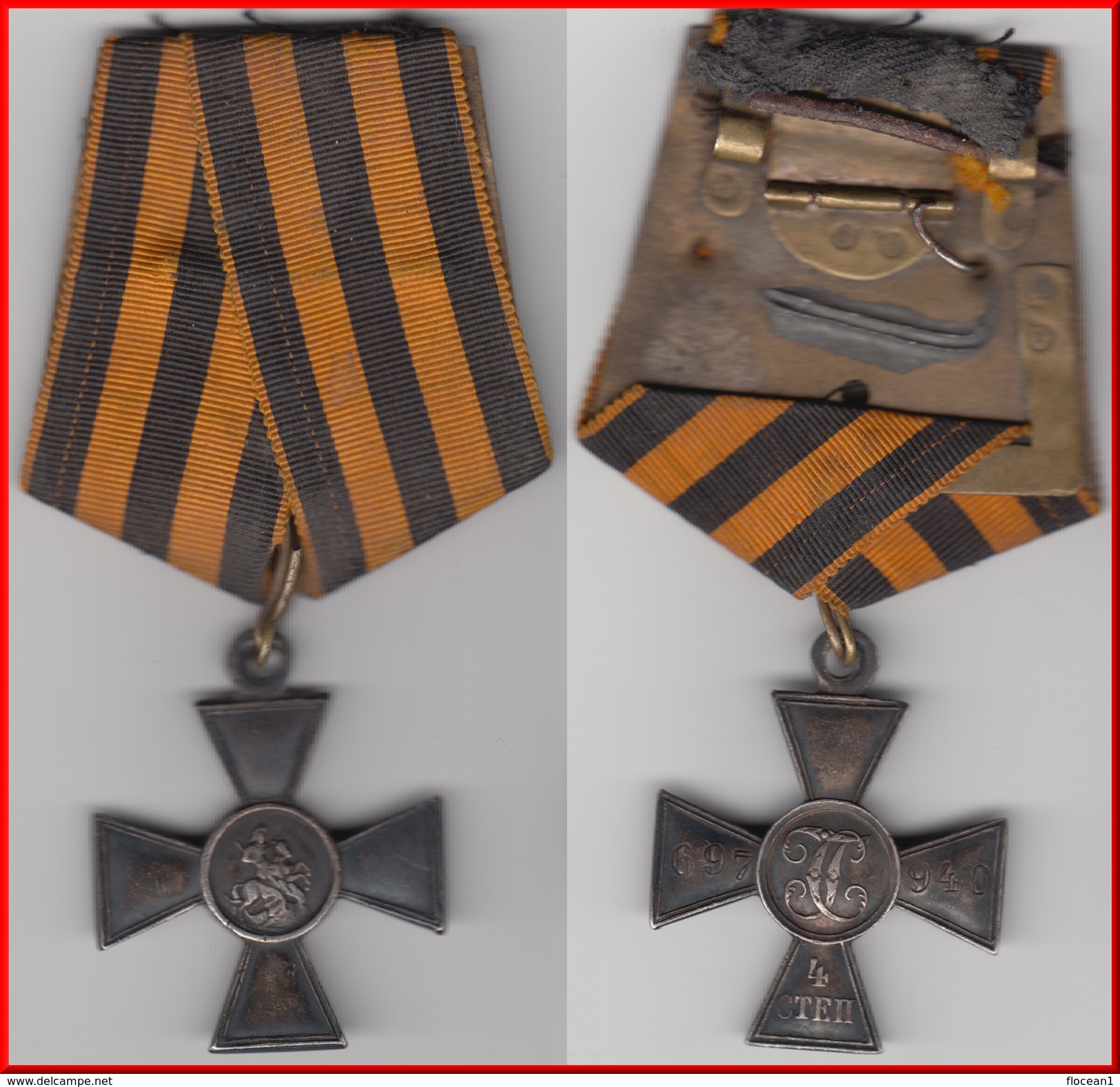 *** RUSSIE - RUSSIA - MEDAILLE - DECORATION - CROIX DE SAINT-GEORGES AVEC SON RUBAN - ARGENT - SILVER *** ACHAT IMMEDIAT - Antes De 1871