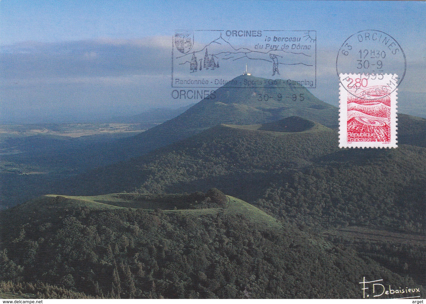 Carte-Maximum FRANCE N° Yvert 2951 (AUVERGNE - VOLCANS) Obl Sp FLAMME Ill Orcines (Ed Debaisieux) - 1990-1999