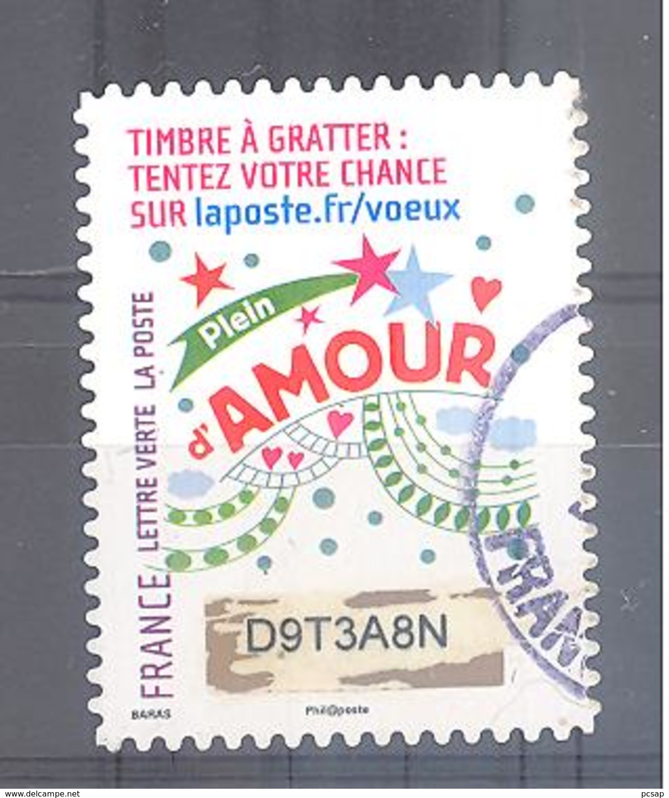France Autoadhésif Oblitéré N°1341 (Timbre De Voeux à Gratter) (cachet Rond) - Used Stamps