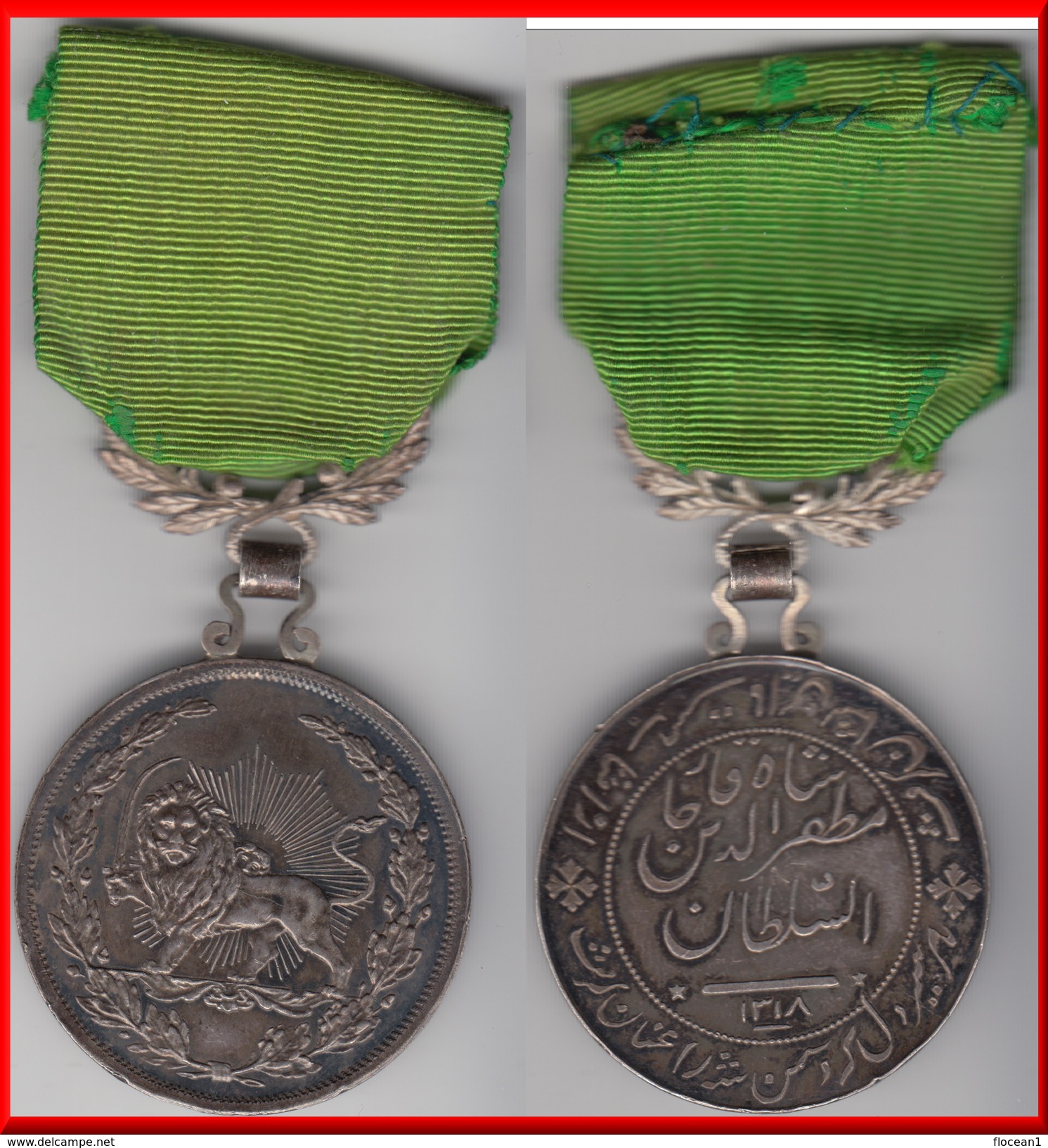 ** IRAN - MEDAILLE - DECORATION - MEDAL OF BRAVERY AH1318 (1901) MUZAFFAR AL-DIN SHAH - ARGENT - SILVER * ACHAT IMMEDIAT - Autres & Non Classés