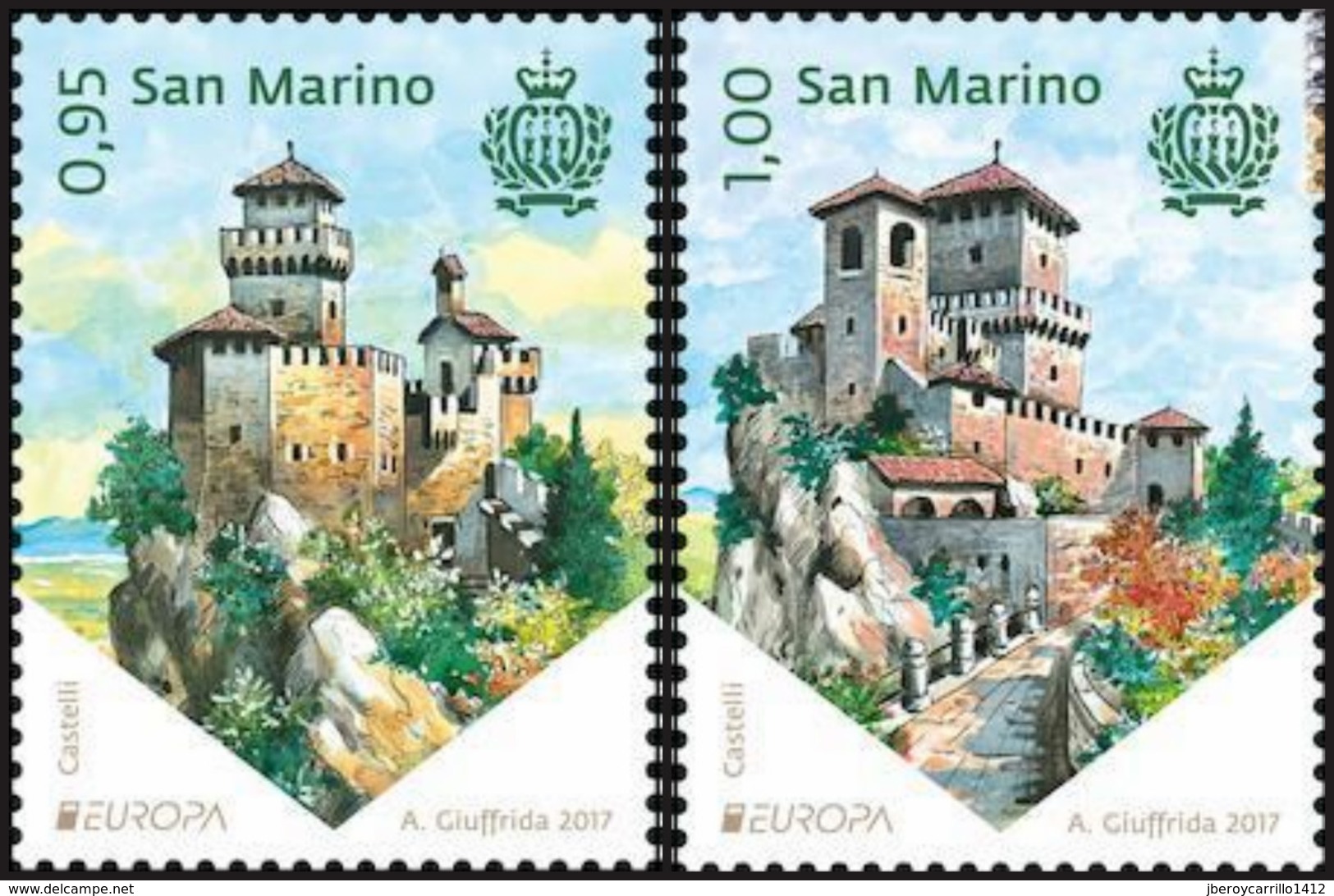 SAN MARINO - EUROPA-CEPT 2017.-TEMA:"CASTILLOS - CASTLES - CHATEAUX  - SCHLÖSSER".- SET Of 2 Stamps - 2017