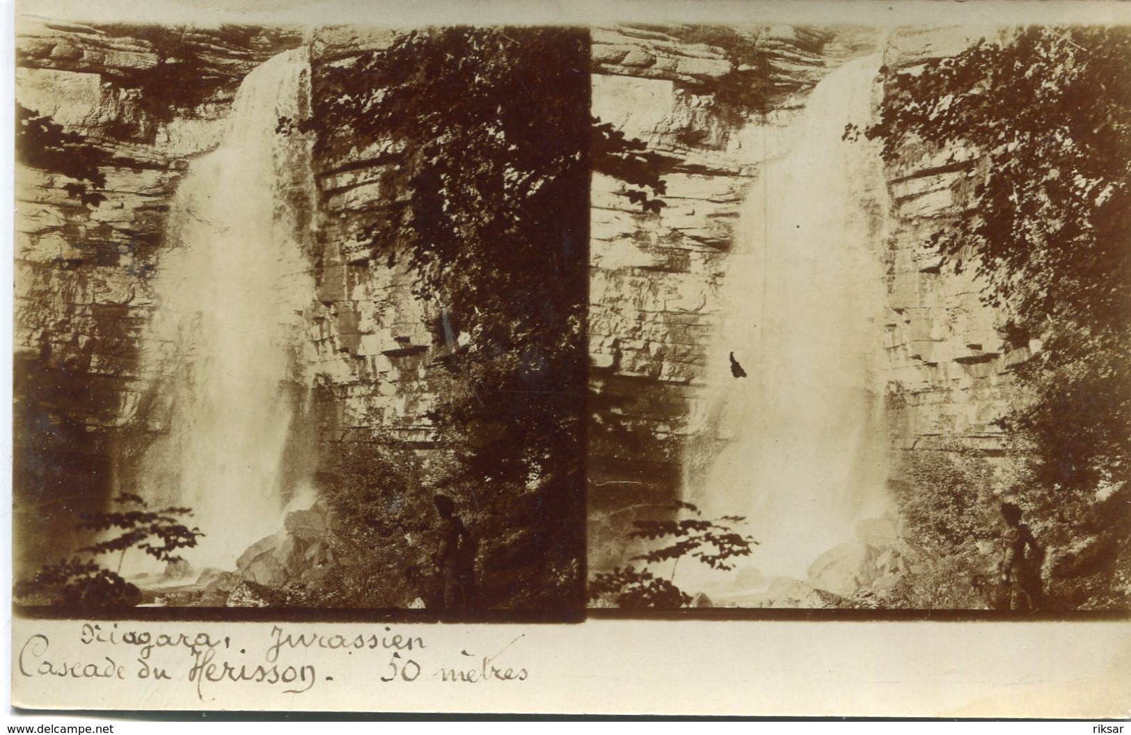 CARTE PHOTO STEREOSCOPIQUE(CASCADE DU HERISSON) - Cartes Stéréoscopiques