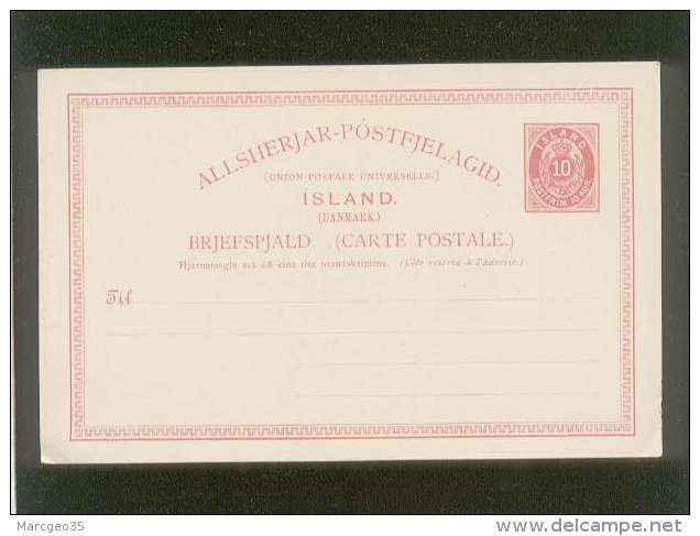 Post Card Carte Postale Entier Postal 10 Aur. Island Danmark Brjefspjald ,  Allsherjar Postfjelagid Neuve - Enteros Postales