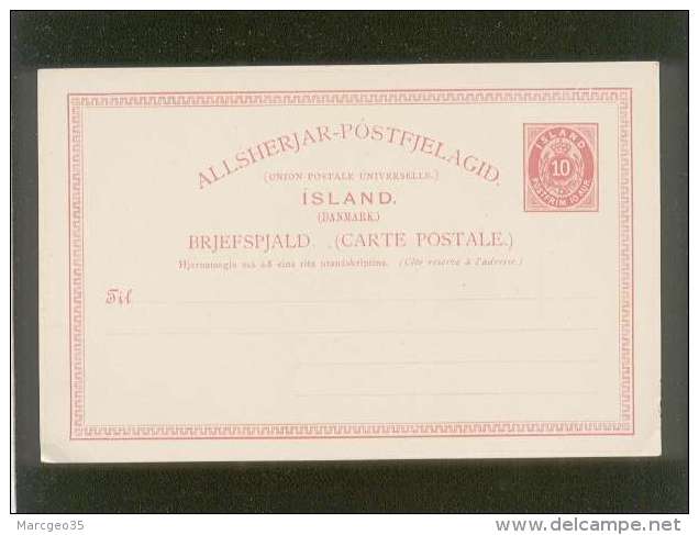 Post Card Carte Postale Entier Postal 10 Aur. Island Danmark Brjefspjald ,  Allsherjar Postfjelagid Neuve - Ganzsachen