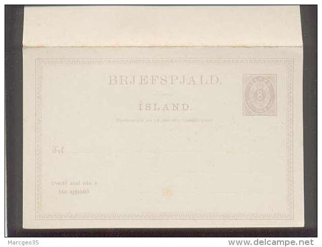 Post Card Carte Postale Entier Postal Double 8 Aur. Island Brjefspjald ,  + Svar Neuve - Entiers Postaux