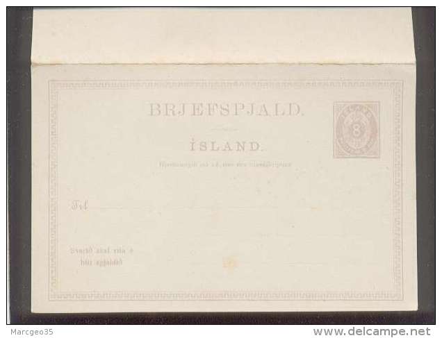 Post Card Carte Postale Entier Postal Double 8 Aur. Island Brjefspjald ,  + Svar Neuve - Postal Stationery