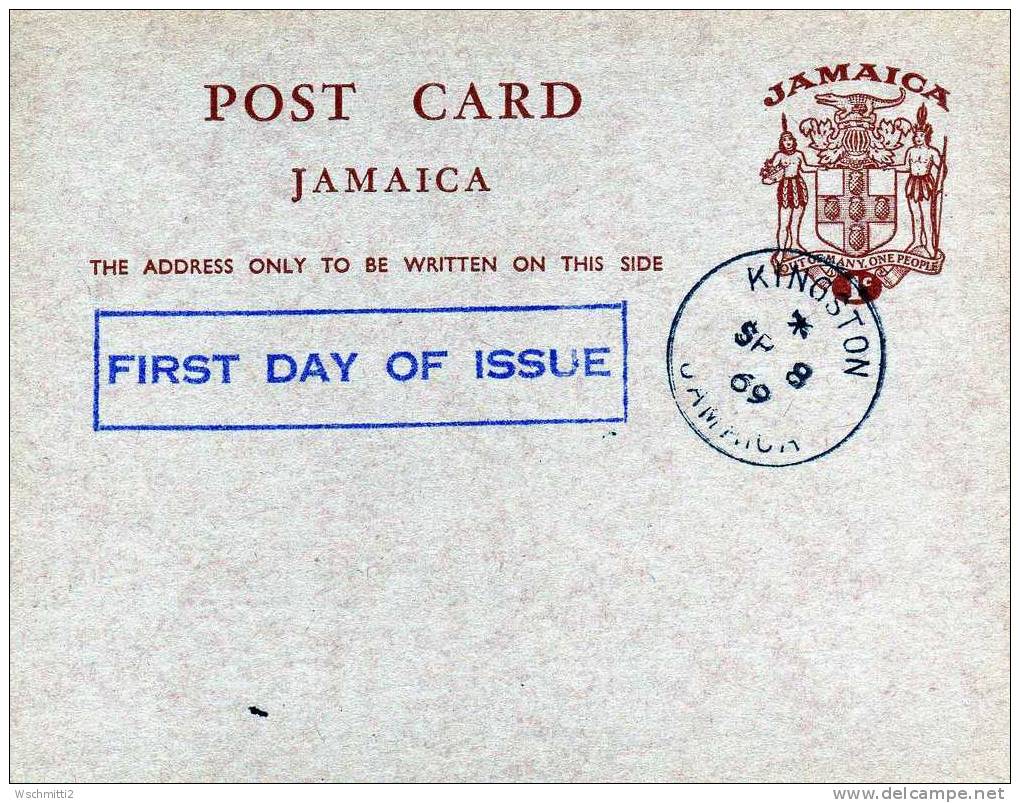 JAMAICA  - Postkarte  P 1 Mit Ersttagsstemepel - Selten !! - Giamaica (1962-...)