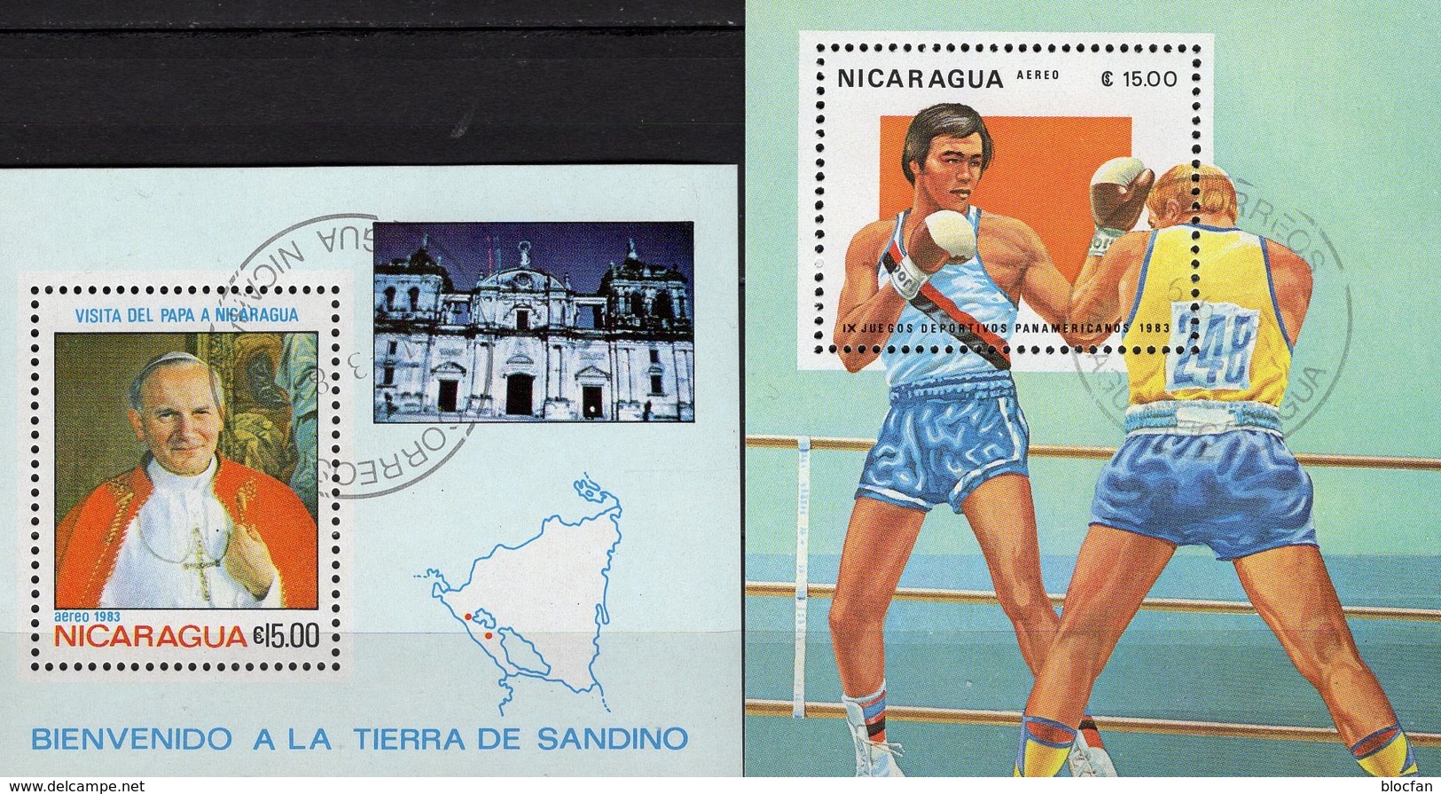 Papst Paul 1983 Nicaragua Blocks 148+150 O 4&euro; Landkarte Kirche Sportspiele Blocs Box M/s Sheets Bf Olympic Ss Topic - Nicaragua