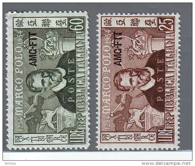 TRIESTE A  1954    MARCO POLO  CAT.SASS. N°204/5  SERIE COMPL.  NUOVA  MNH** - Neufs