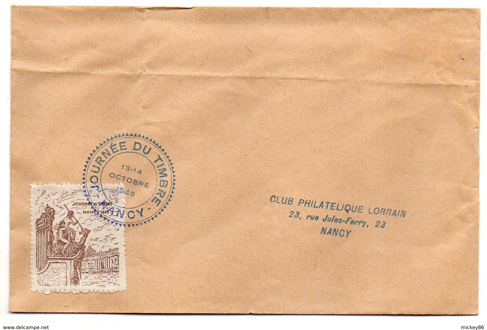 1945-enveloppe Avec Beau Cachet "Journée Du Timbre-NANCY" Sur Vignette Journée Du Timbre NANCY 1945 --pas Courante - Philatelic Fairs