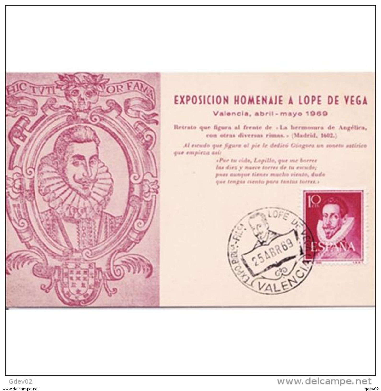 VLCATPA3189CPA-LFTMD9456TESC.Tarjeta Postal DE VALENCIA.Exposicion.ESCRITOR,filatélica Homenaje A LOPE DE VEGA.VALENCIA - Escritores