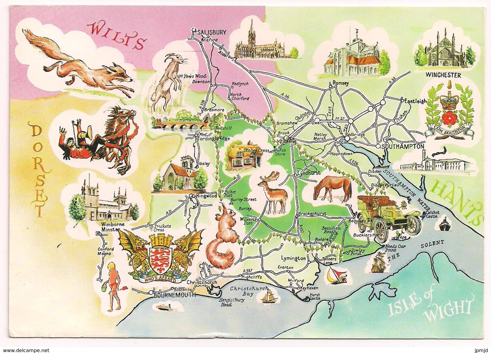 England - Carte Géographique Illustrée Du District Du Comté Du Hampshire (Hants) ... New Forest - 1987 - Autres & Non Classés