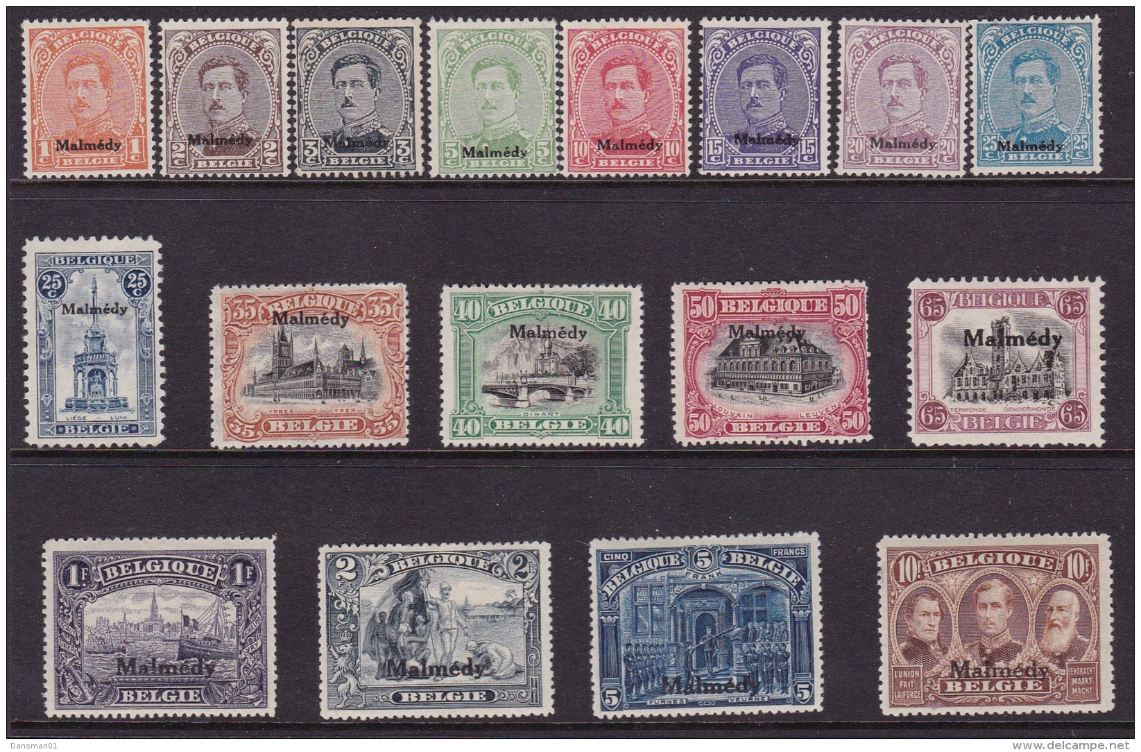 Belgium Occupation Of Germany MALMEDY 1919 Sc 1N42-58 Mint Hinged - Otros & Sin Clasificación