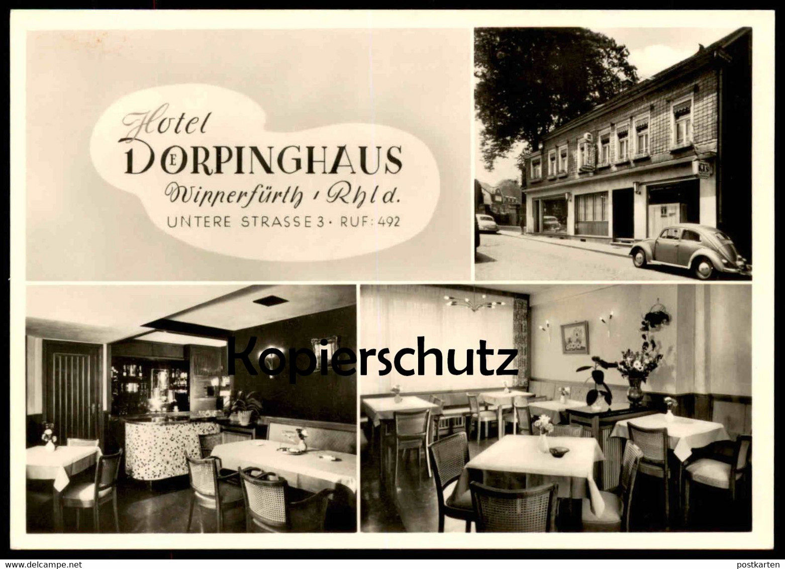 ALTE POSTKARTE HOTEL DOERPINGHAUS WIPPERFÜRTH RHEINLAND VW KÄFER Ansichtskarte Cpa AK Postcard - Wipperfürth