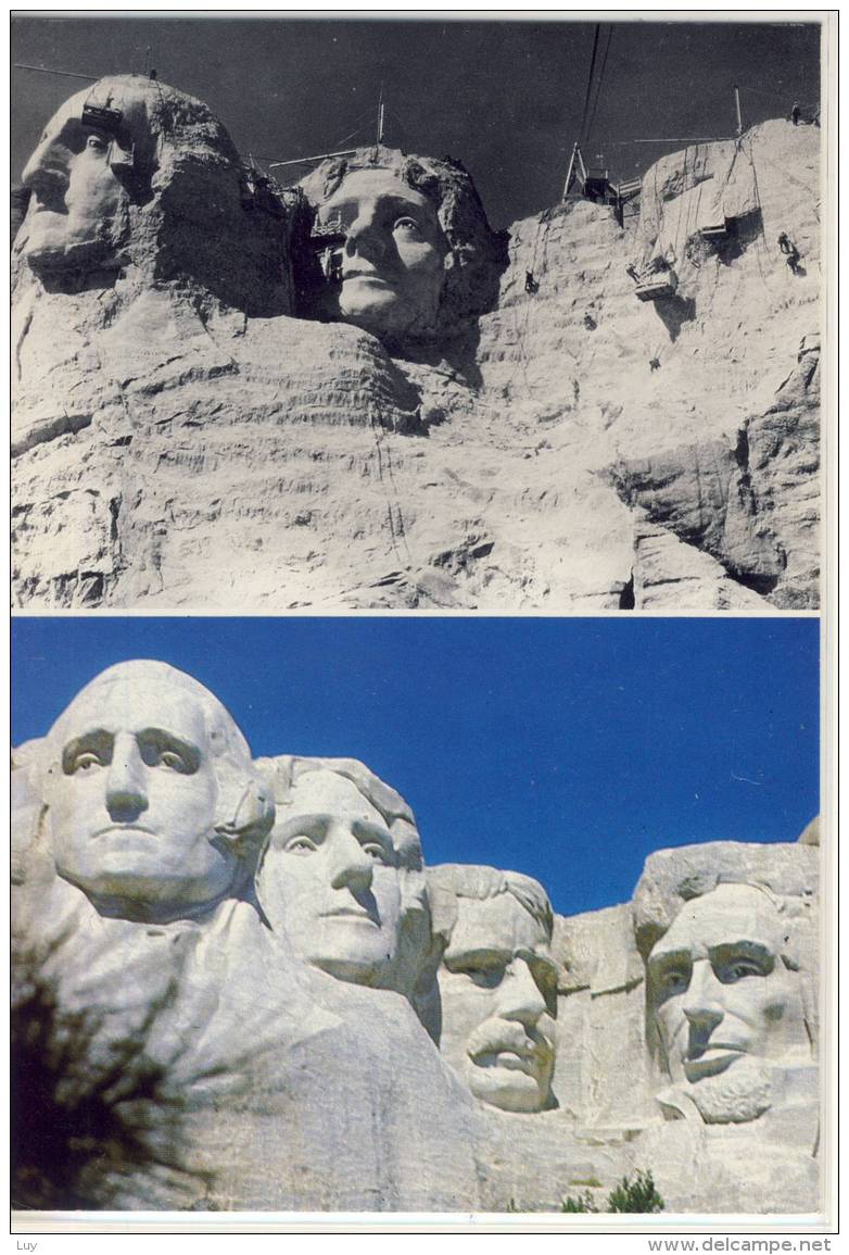 MOUNT RUSHMORE - Shown During Construction In The 1930's And Now - Mount Rushmore