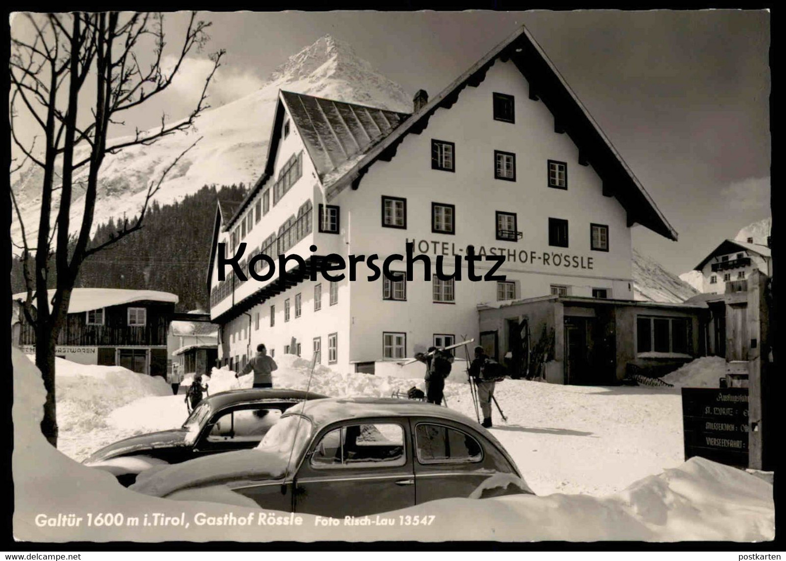 ÄLTERE POSTKARTE GALTÜR 1600 M I. TIROL GASTHOF RÖSSLE Ski Skier Skiing VW Käfer Winter Citroen ? Postcard Ansichtskarte - Galtür