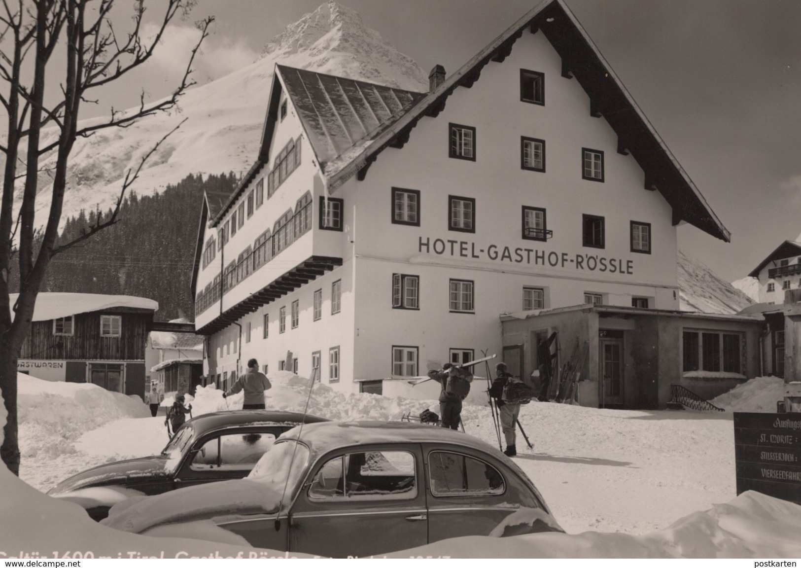 ÄLTERE POSTKARTE GALTÜR 1600 M I. TIROL GASTHOF RÖSSLE Ski Skier Skiing VW Käfer Winter Citroen ? Postcard Ansichtskarte - Galtür