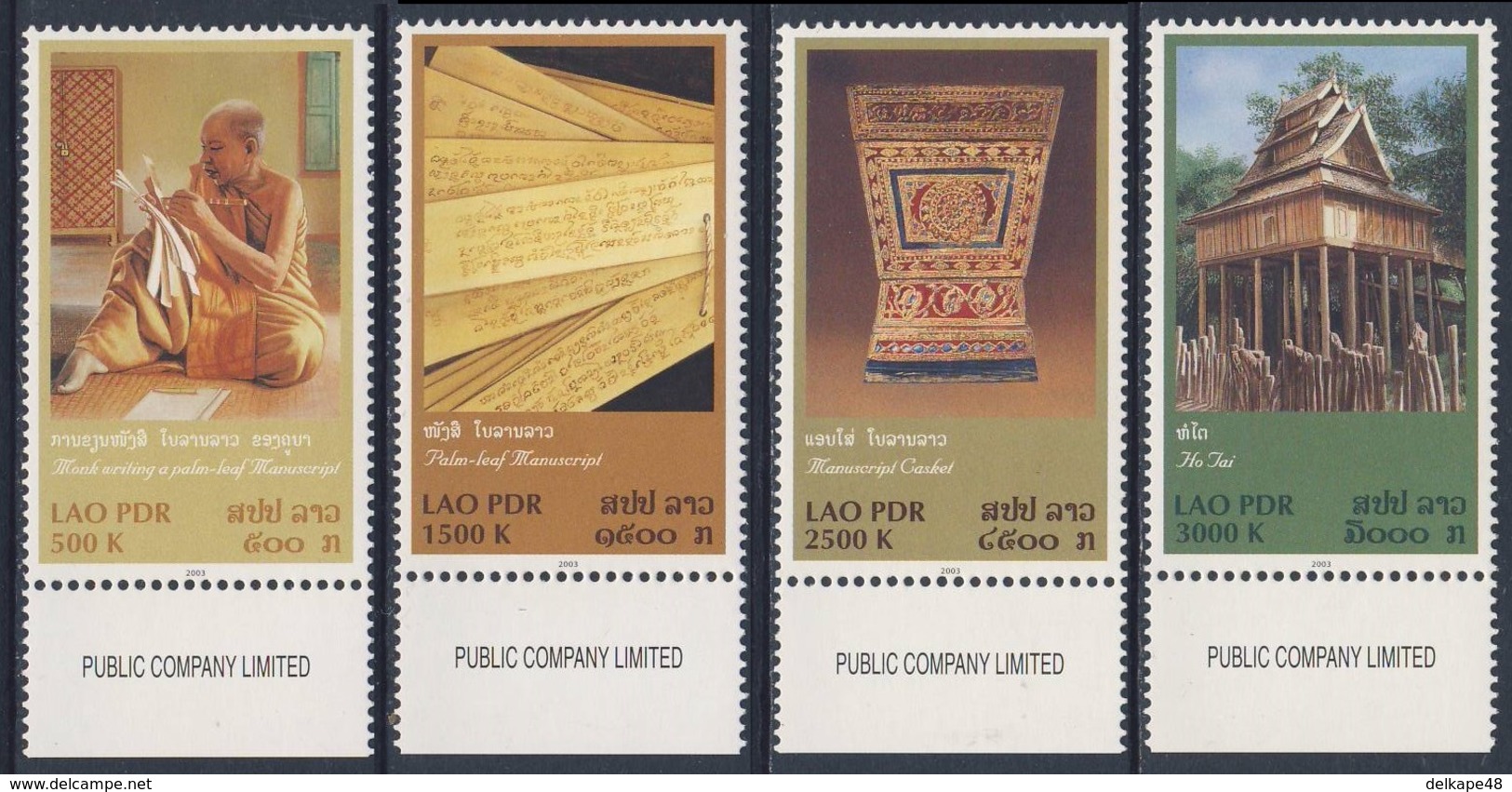 Laos 2003 Mi 1895 /8 YT 1520 /3 Sc 1594 /7 ** Palm Leaf Manusripts / Historische Palmblatt-Manuskripte - Andere & Zonder Classificatie